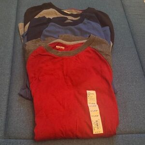 Sonoma Long Sleeve Red/Gray, Blue/Navy, and Gray/Black Raglan T-Shirts